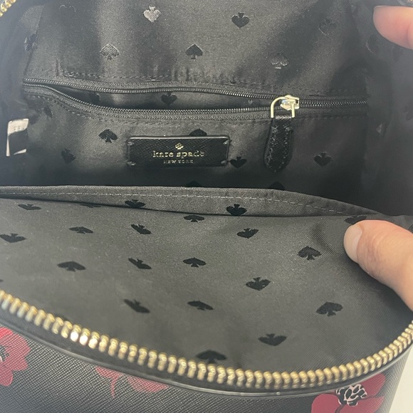 Kate Spade Black Backpack with Red Floral Pattern - Picture 10 of 12